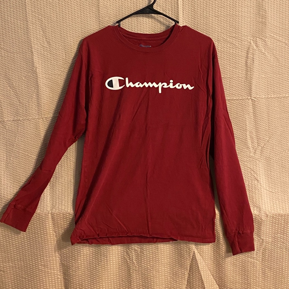 Red Champion Long Sleeve T Shirt